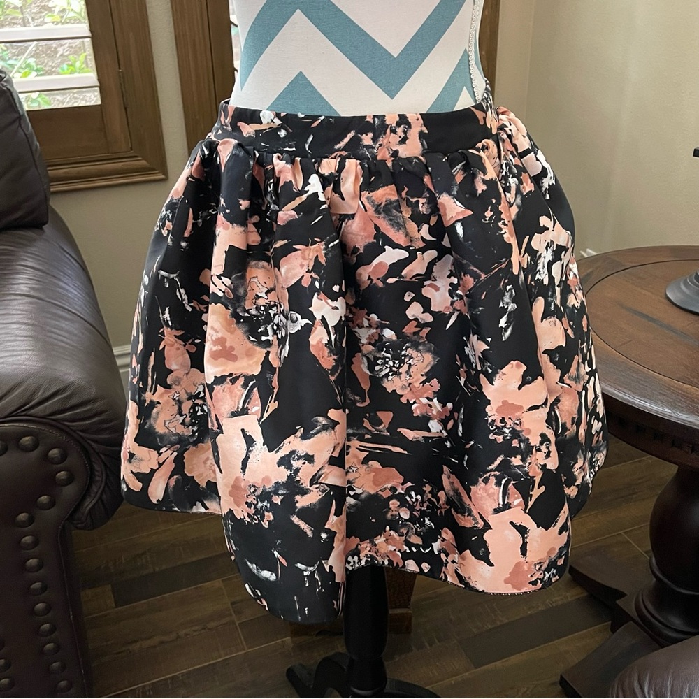 “SPEECHLESS” Womens Black Floral Mini Ruffled Cocktail Skirt Juniors
